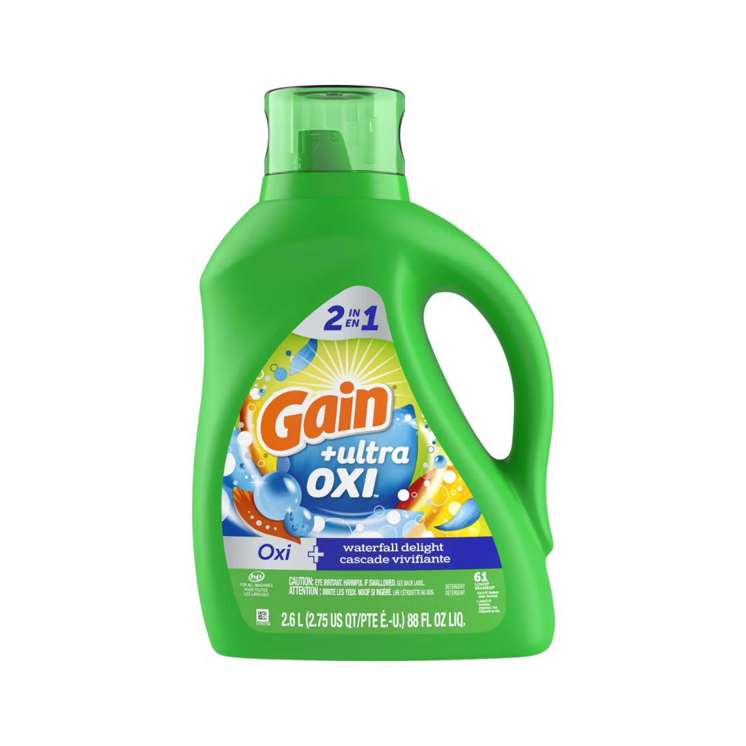 Detergente Gain Ultra Oxi 2 en 1 Waterfall Delight 88oz 61 cargas
