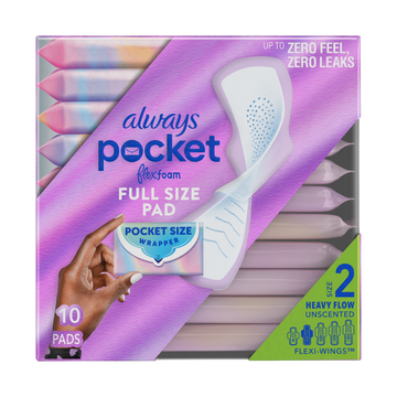 Always Pocket Full Size toallas femeninas 10 unidades