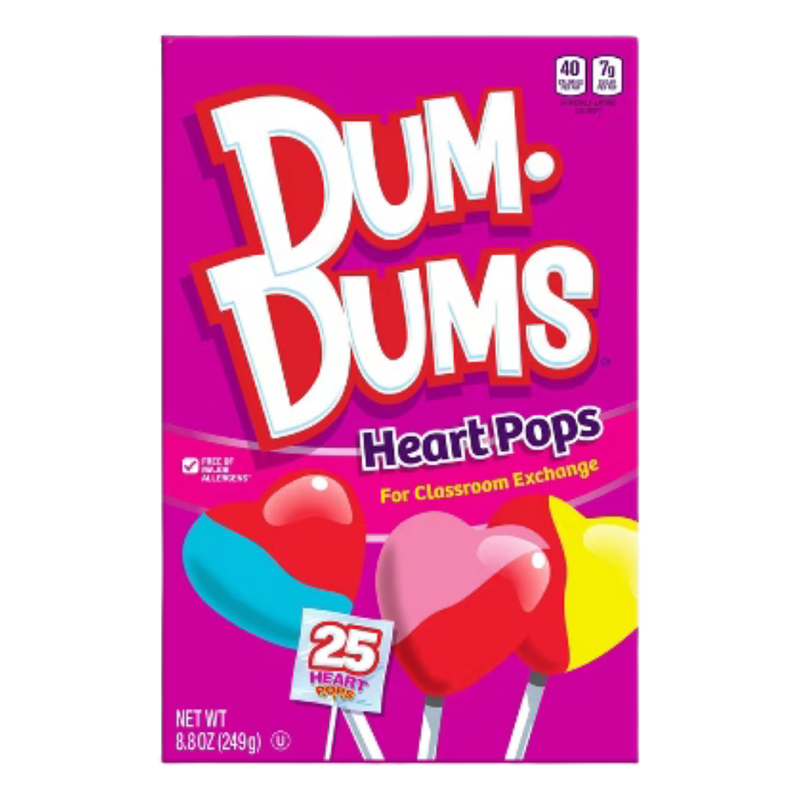 Dum Dums Heart Pops Classroom Exchange Kit (25 Count / 8.8oz)