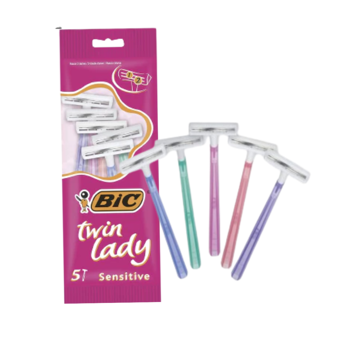 BIC Twin Lady Sensitive rasuradoras desechables para mujer 5ct