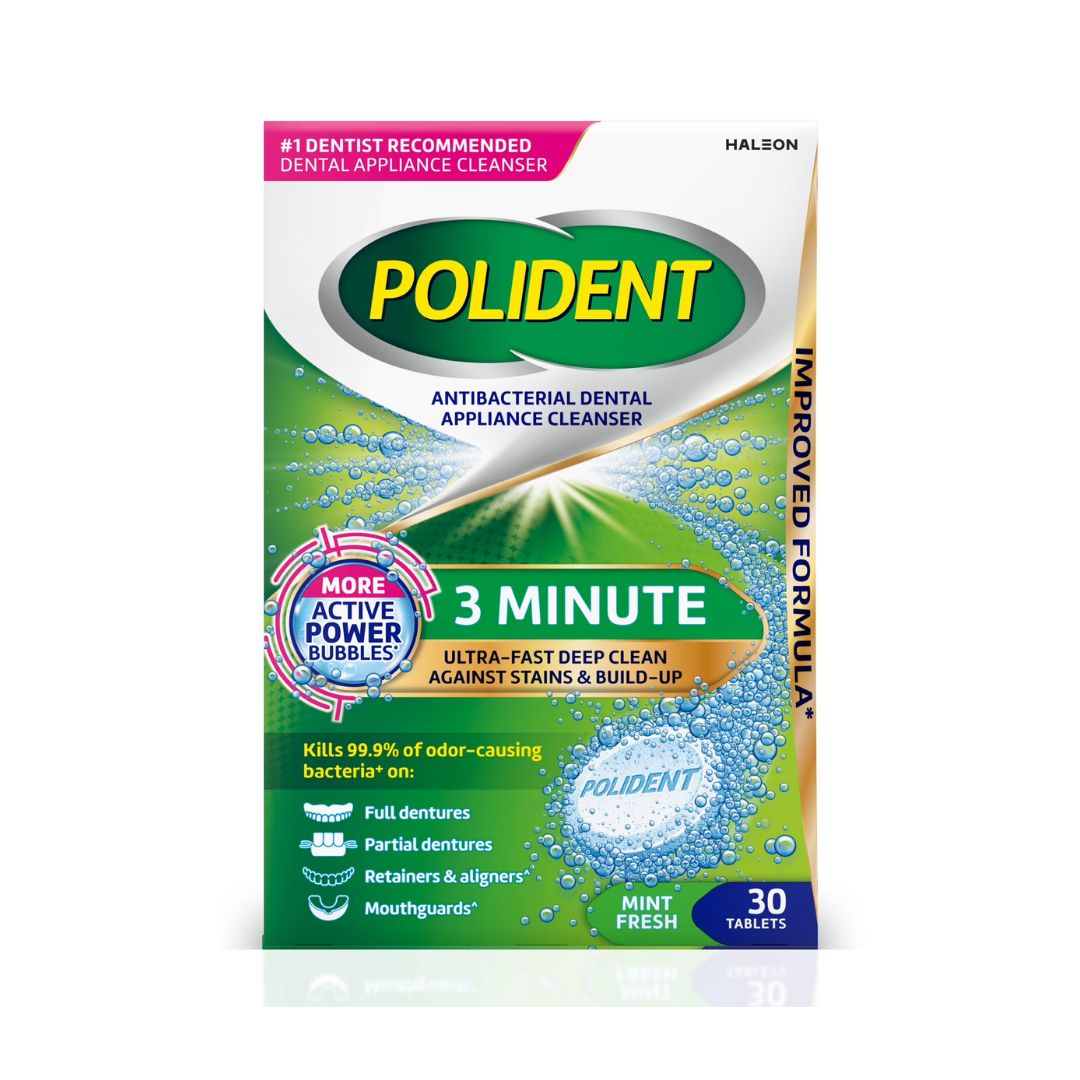 Tabletas limpiadoras Polident 3 Minute Antibacterial 30 unidades