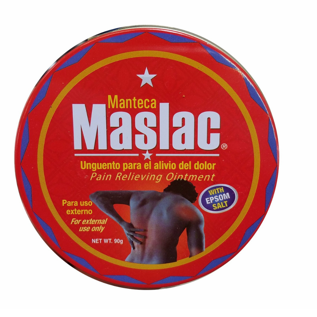 Maslac Manteca Unguento para el dolor con sales de epsom 90g lata roja