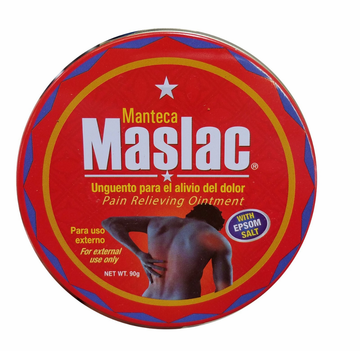 Maslac Manteca Unguento para el dolor con sales de epsom 90g lata roja