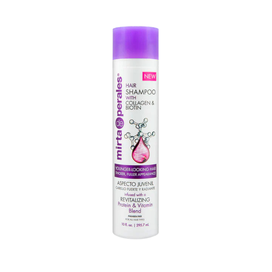 Mirta de Perales Collagen Biotin Shampoo cabello joven volumen 10oz