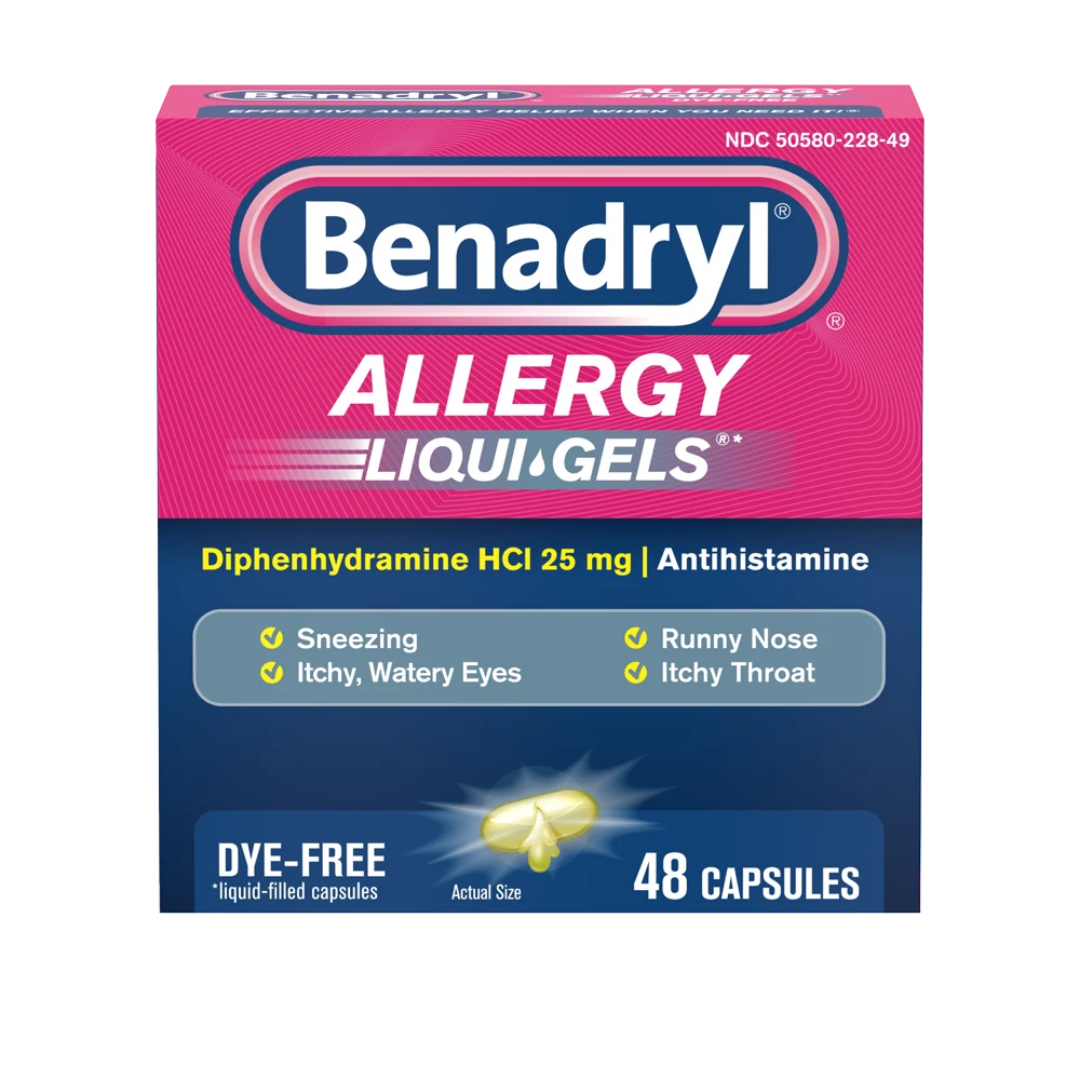Benadryl Dye-Free Allergy Relief liquid gels 24 cápsulas