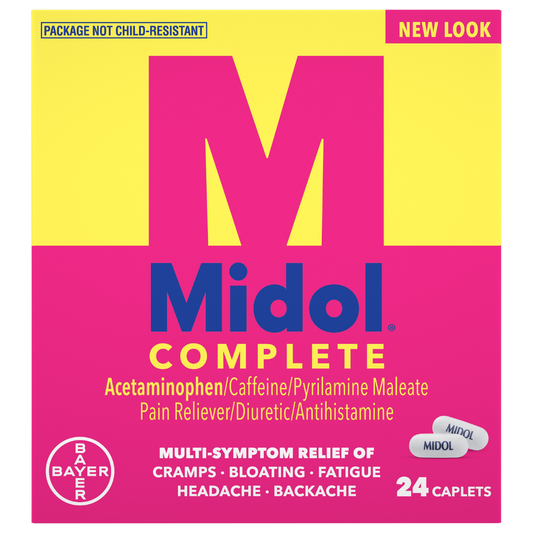 Midol Complete Menstrual Pain Relief 24 caplets alivio colicos menstruales