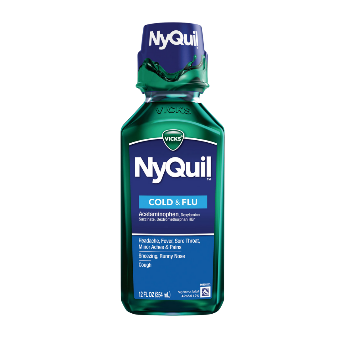 Vicks NyQuil Cold & Flu Relief Liquid alivio nocturno gripe 12oz