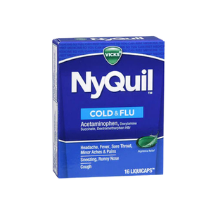 Vicks NyQuil Cold & Flu alivio nocturno 16 LiquiCaps para gripe