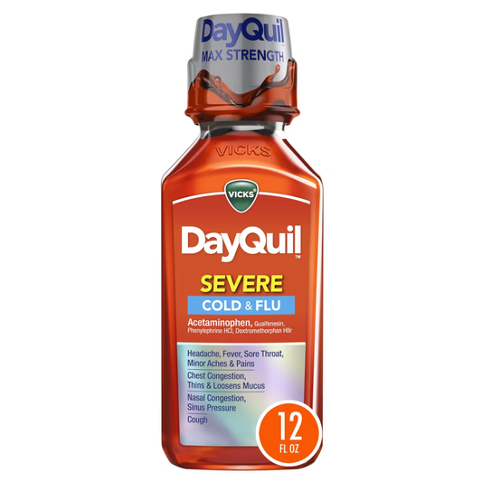 Vicks DayQuil Severe Cold & Flu Relief Liquid 12oz jarabe gripe dia