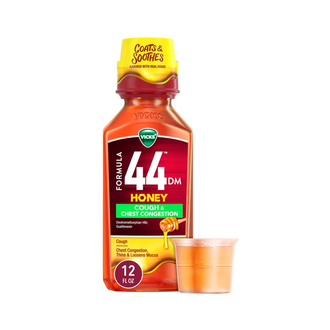 Jarabe para la tos Vicks Formula 44 DM con sabor a miel real 12oz