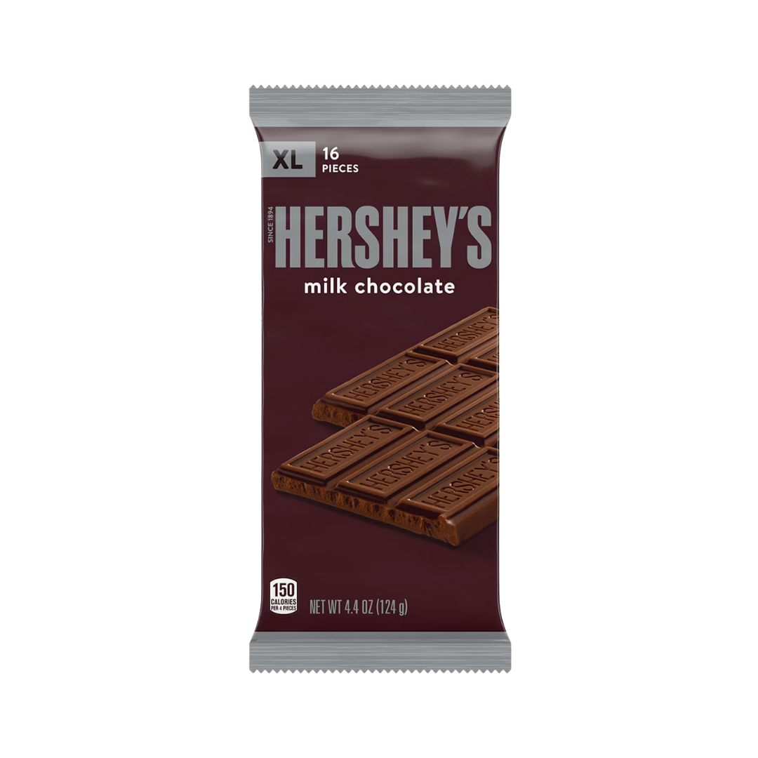 Barra de chocolate de leche Hershey's Milk Chocolate XL de 4.4oz.