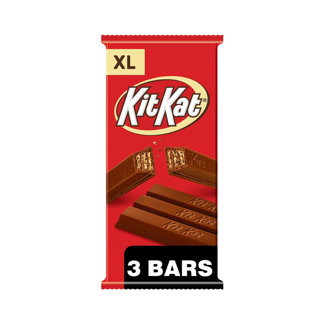 Barra Kit Kat XL de chocolate de leche y galleta oblea 4.5oz.