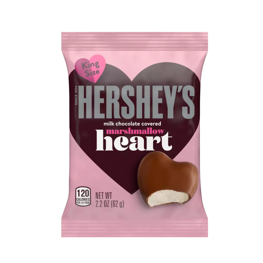 Hershey's malvavisco en forma de corazón cubierto de chocolate de leche 2.2oz.