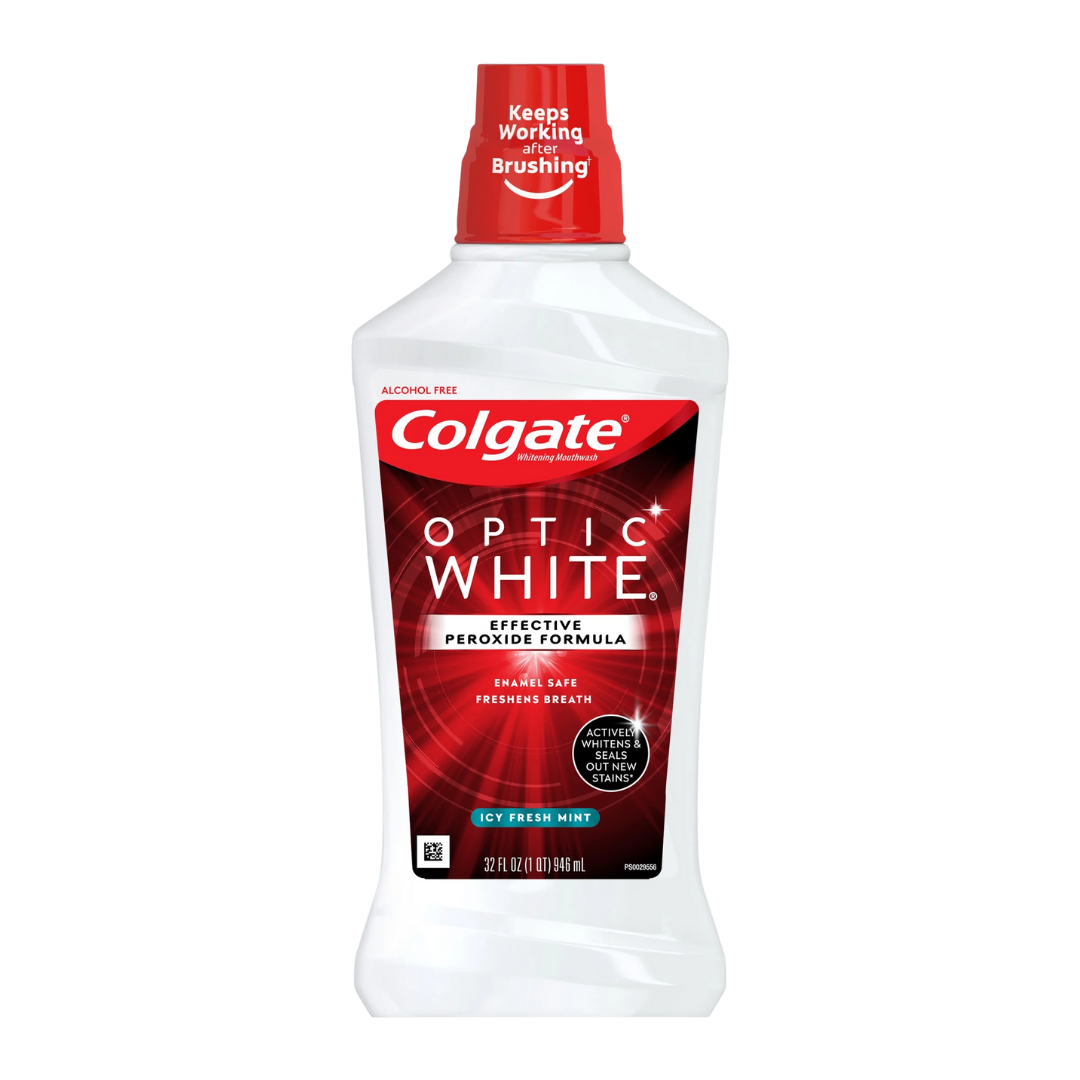 Enjuague bucal blanqueador Colgate Optic White Icy Fresh Mint 32oz.