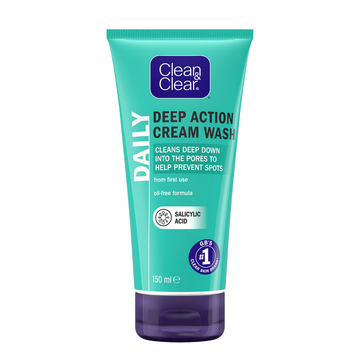 Clean & Clear Daily Deep Action Cream Wash limpieza profunda rostro 150ml