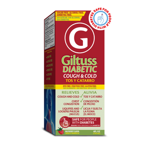 Giltuss Diabetic Cough & Cold Syrup jarabe sin azúcar para la tos diabéticos 4oz