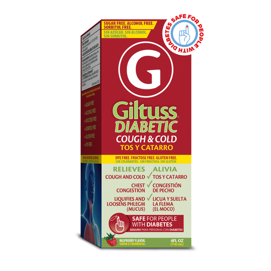 Giltuss Diabetic Cough & Cold Syrup jarabe sin azúcar para la tos diabéticos 4oz