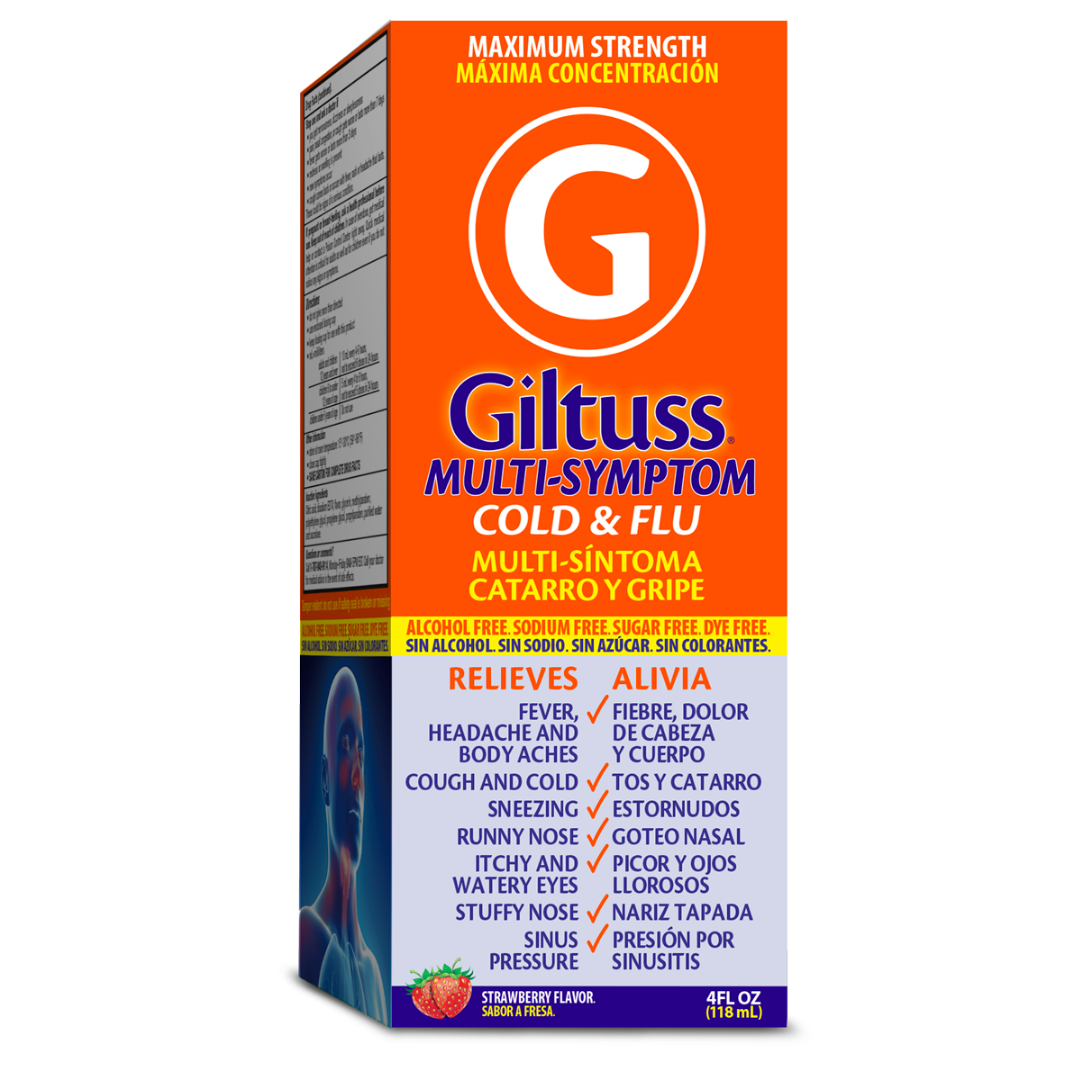 Giltuss Multi-Symptom Cold & Flu Maximum Strength jarabe gripe 4oz