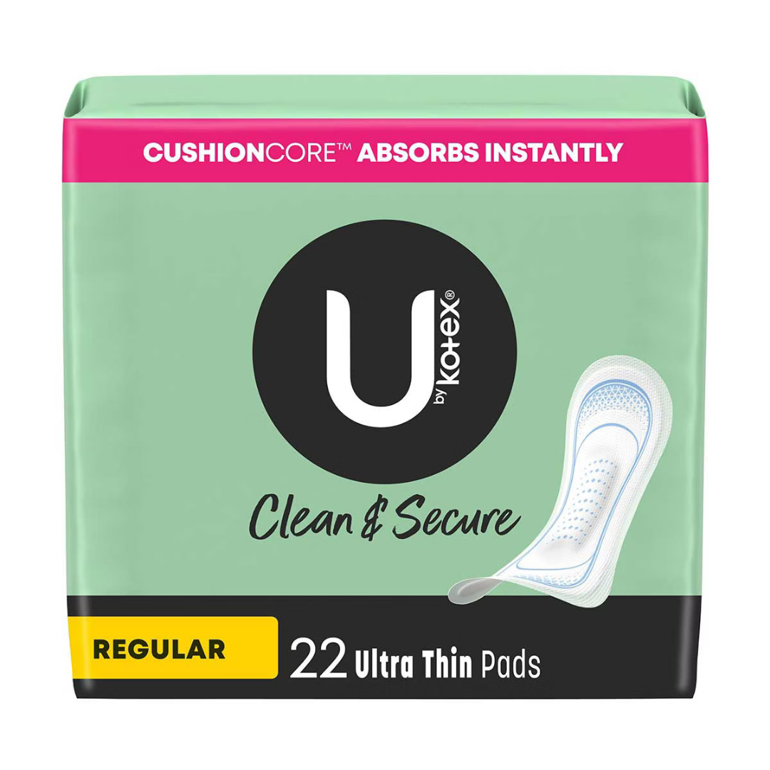 U by Kotex Clean and Secure Ultra Thin Pads Regular toallas femeninas 22 unidades