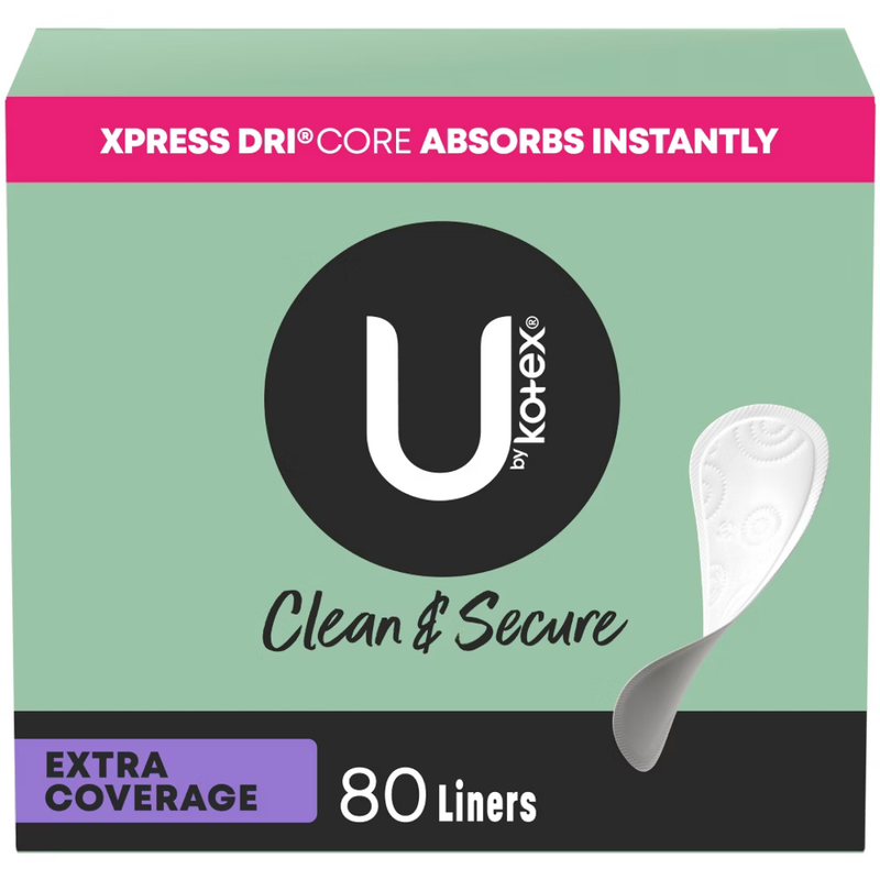 U by Kotex Clean & Secure Liners Extra Coverage (80 ct)