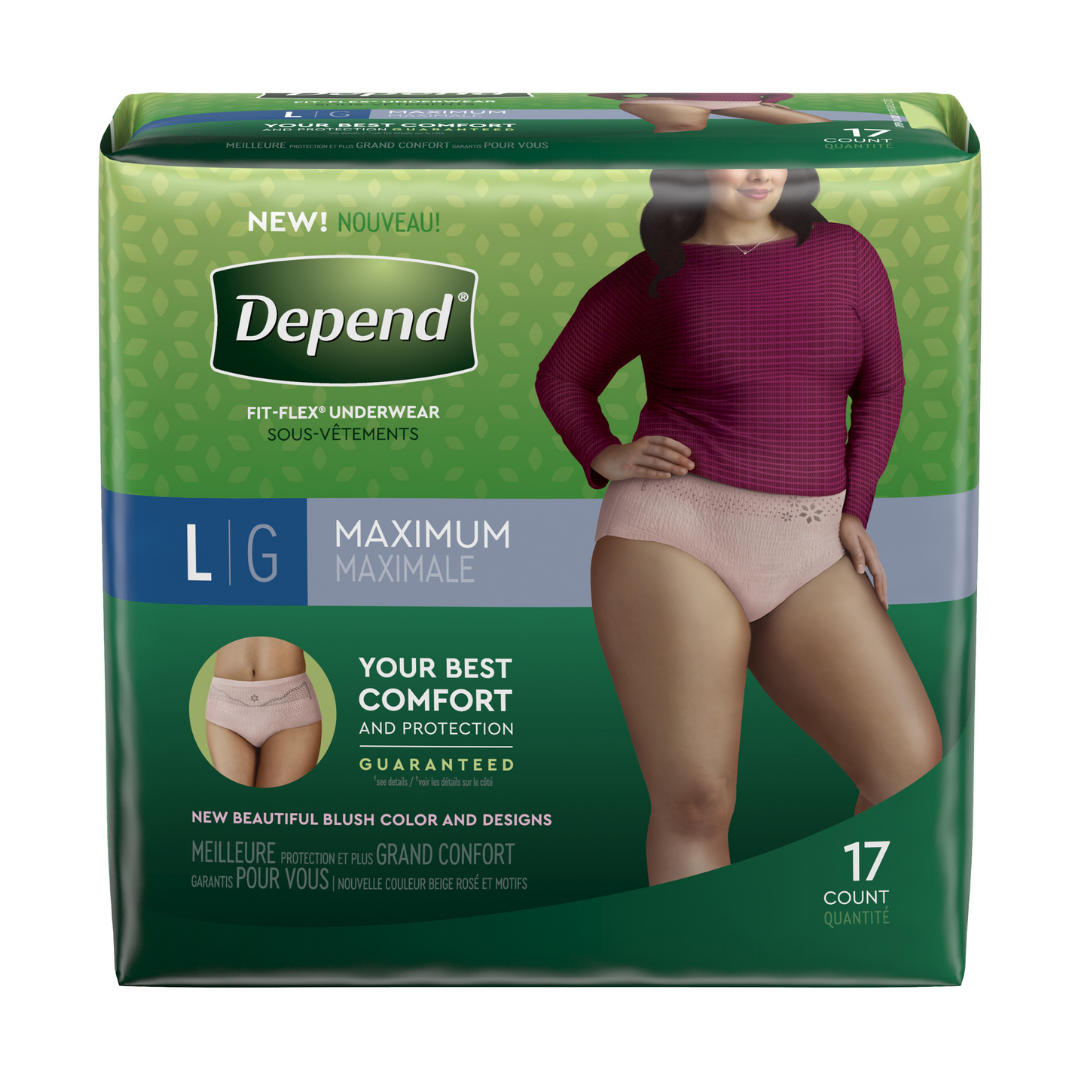 Depend Maximum Absorbency Underwear for Women Large protección femenina 17 unidades