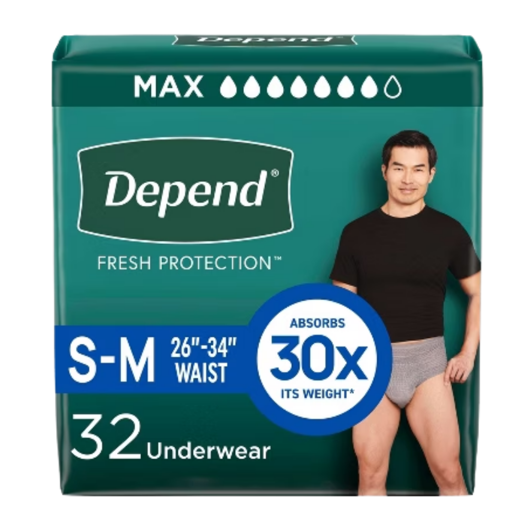 Depend Maximum Absorbency Underwear for Men Small protección masculina 19 unidades