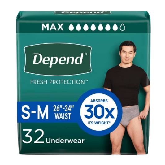 Depend Maximum Absorbency Underwear for Men Small protección masculina 19 unidades