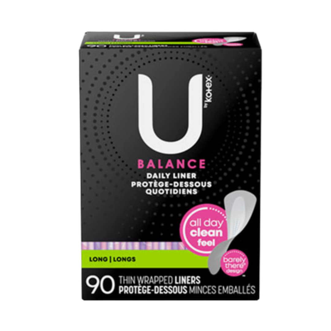 Protectores diarios U by Kotex Balance Daily Liners Long 90 unidades