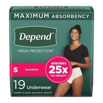 Depend Maximum Absorbency Underwear for Women Small protección femenina 19 unidades