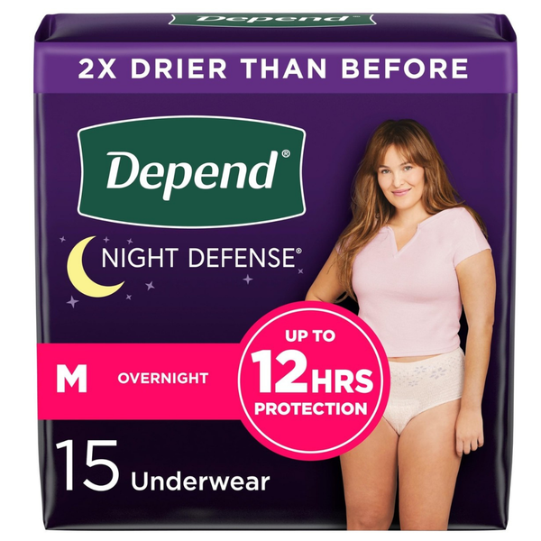 Depend Night Defense Incontinence Underwear for Women Medium (15 ct)