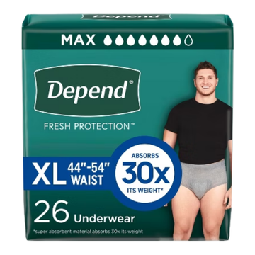 Depend Maximum Absorbency Underwear for Men XL protección masculina 15 unidades