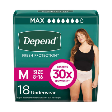Depend Maximum Absorbency Underwear for Women Medium protección femenina 18 unidades