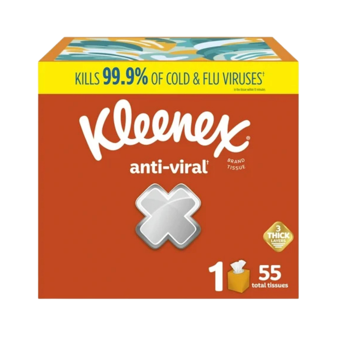 Pañuelos faciales Kleenex Anti-Viral cubo con 55 unidades tres capas