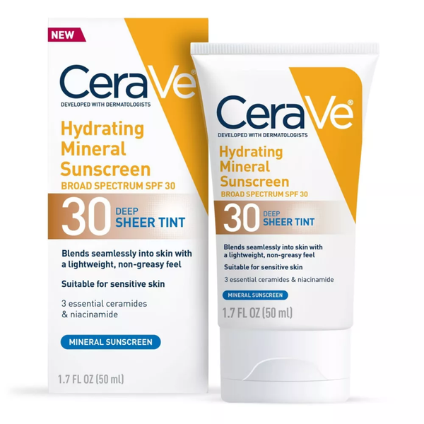 CeraVe Hydrating Mineral Sunscreen SPF 30 Deep Tint (1.7oz)