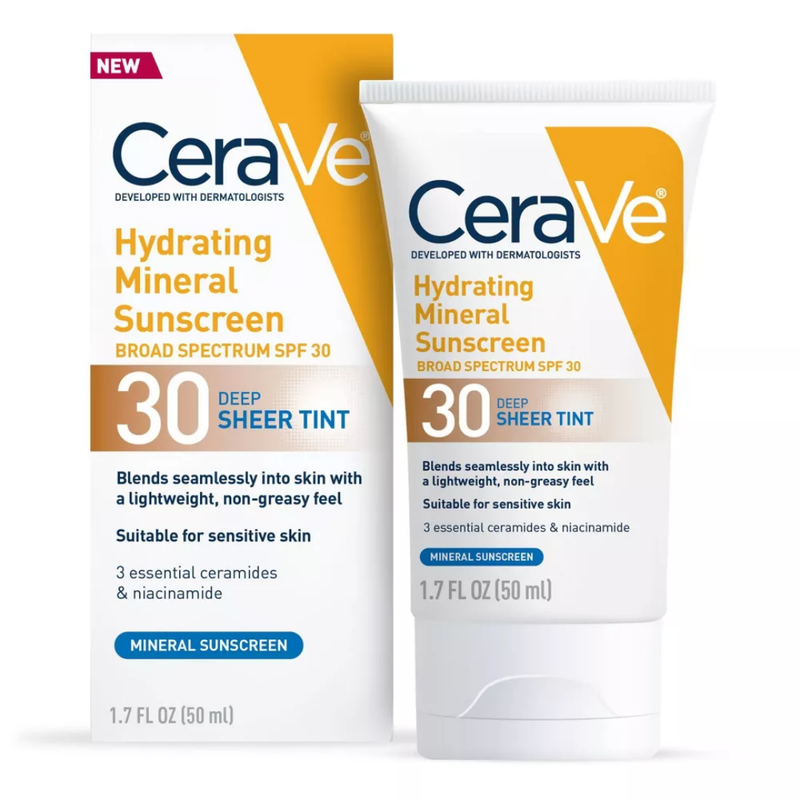 CeraVe Hydrating Mineral Sunscreen SPF 30 Deep Tint (1.7oz)