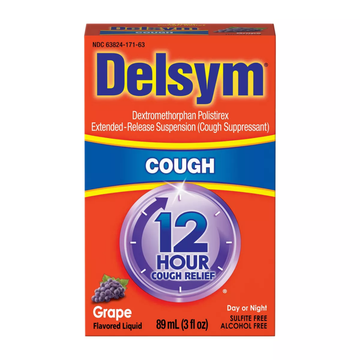 Delsym 12 Hour Cough Relief Liquid Grape alivio tos 3oz