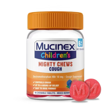 Mucinex Children's Mighty Chews Cough tabletas masticables tos niños berry 16ct