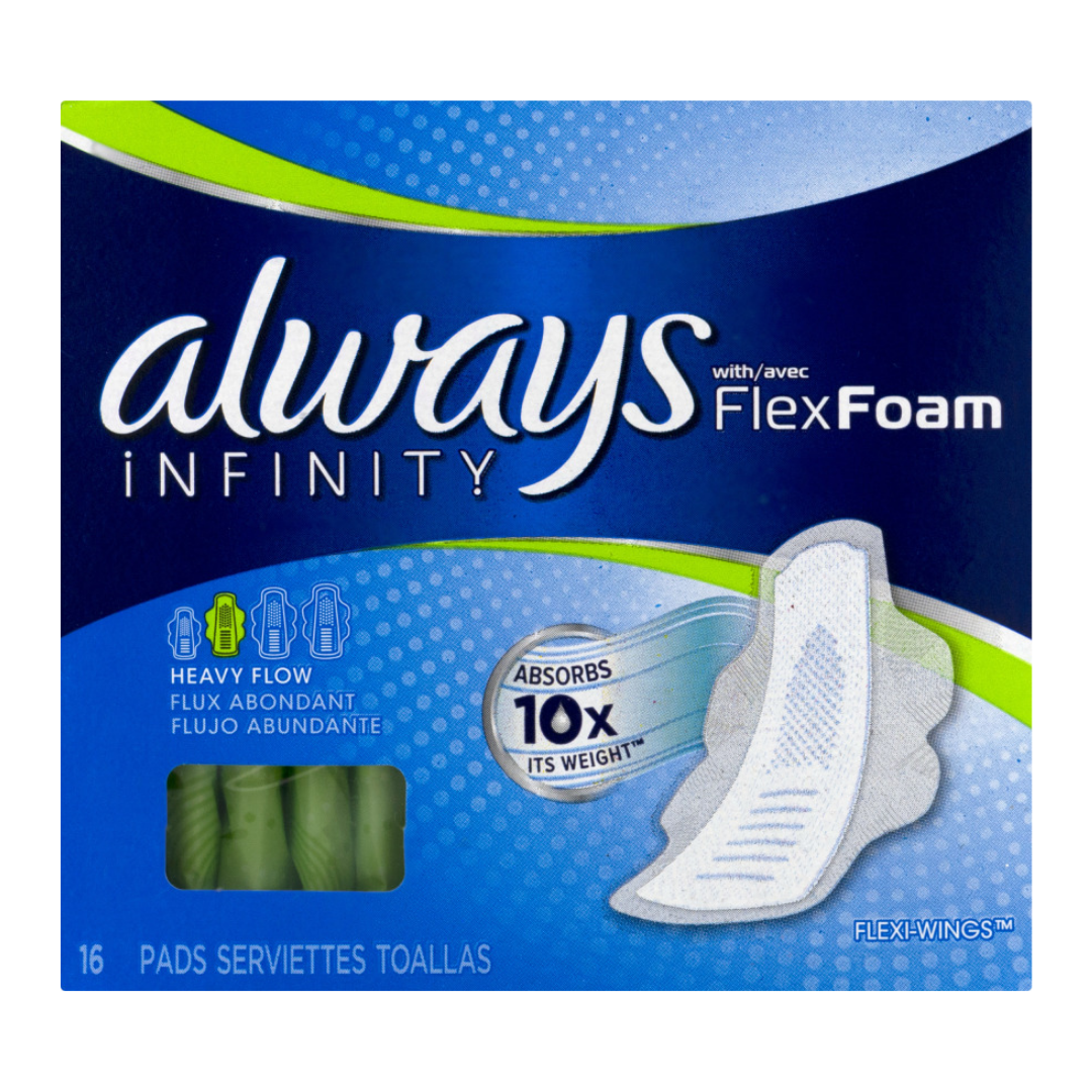 Toallas sanitarias Always Infinity FlexFoam tamaño 2 flujo pesado 16 unidades