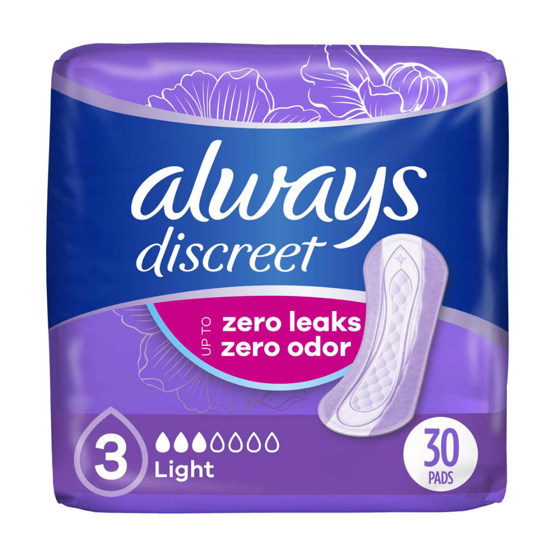 Always Discreet Pads Light Size 3 almohadillas incontinencia 30 unidades