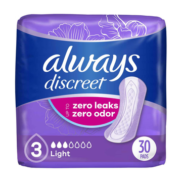 Always Discreet Pads Light Size 3 almohadillas incontinencia 30 unidades