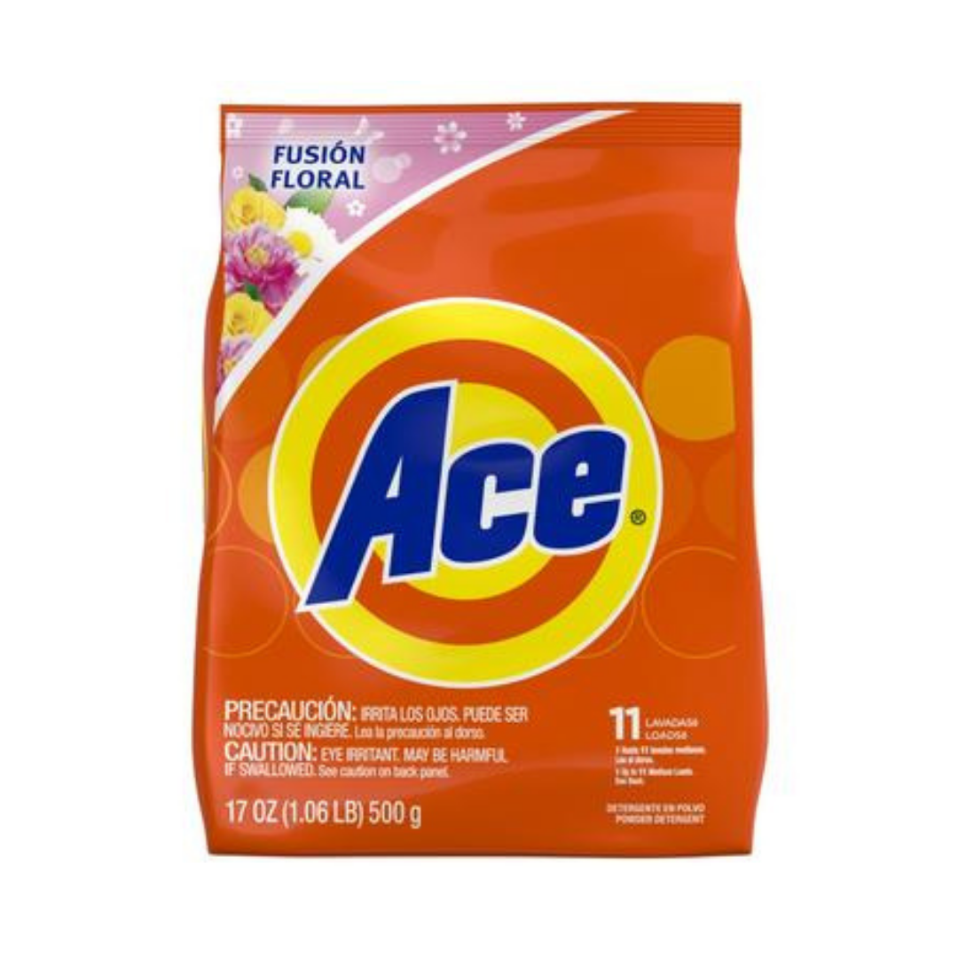 Detergente en polvo Ace Fusión Floral bolsa de 500g para 11 lavadas