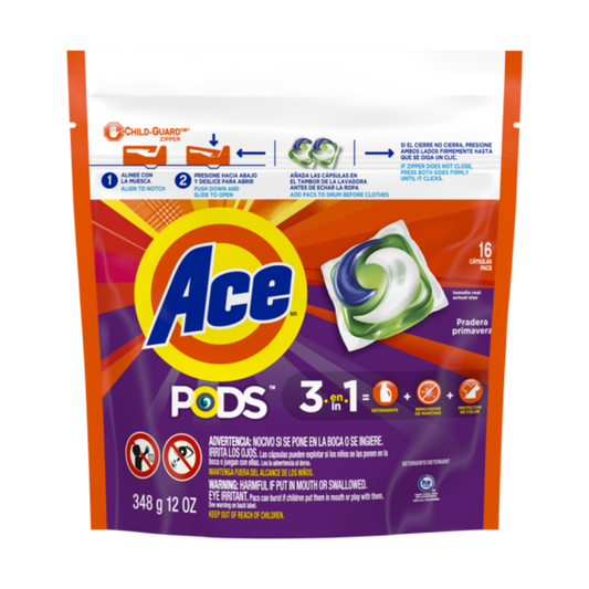 Cápsulas de detergente Ace Simply PODS Spring Meadow 16 unidades
