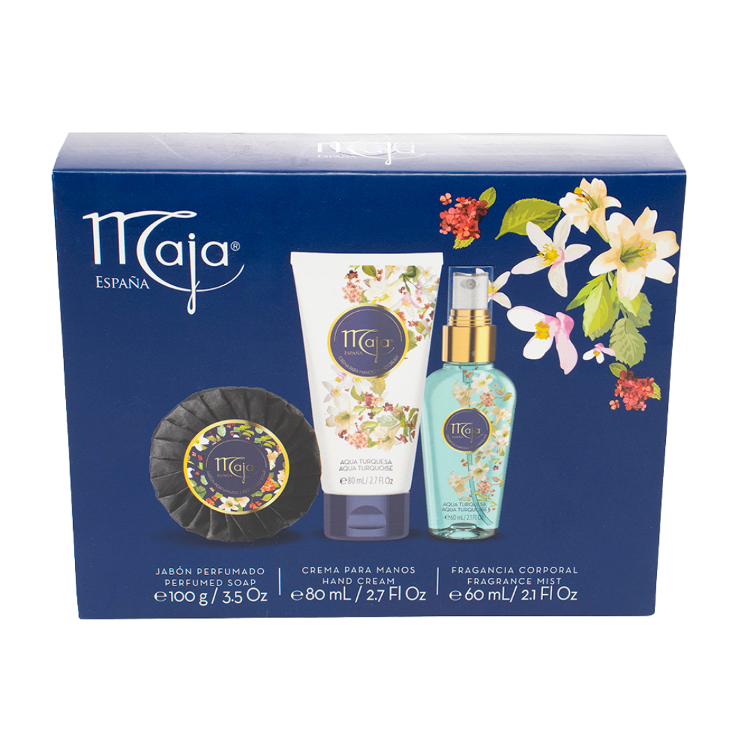 Maja Aqua Turquesa Travel Set estuche regalo jabon crema fragancia