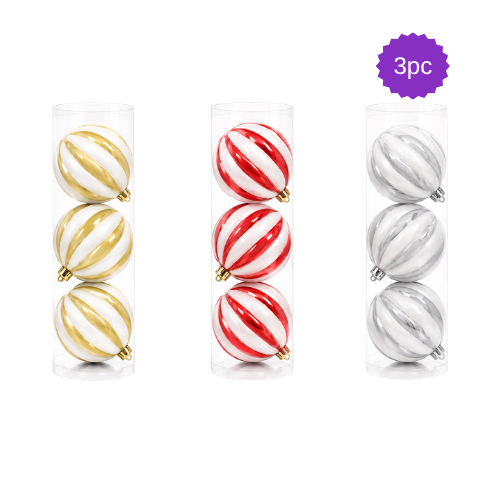 Esferas Navideñas Rayadas 3PK 15 cm - AA2026-12