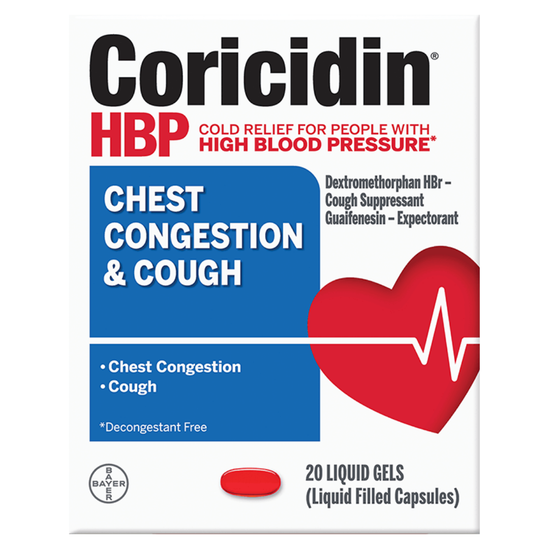 Coricidin HBP Chest Congestion líquido gel hipertensión 20ct