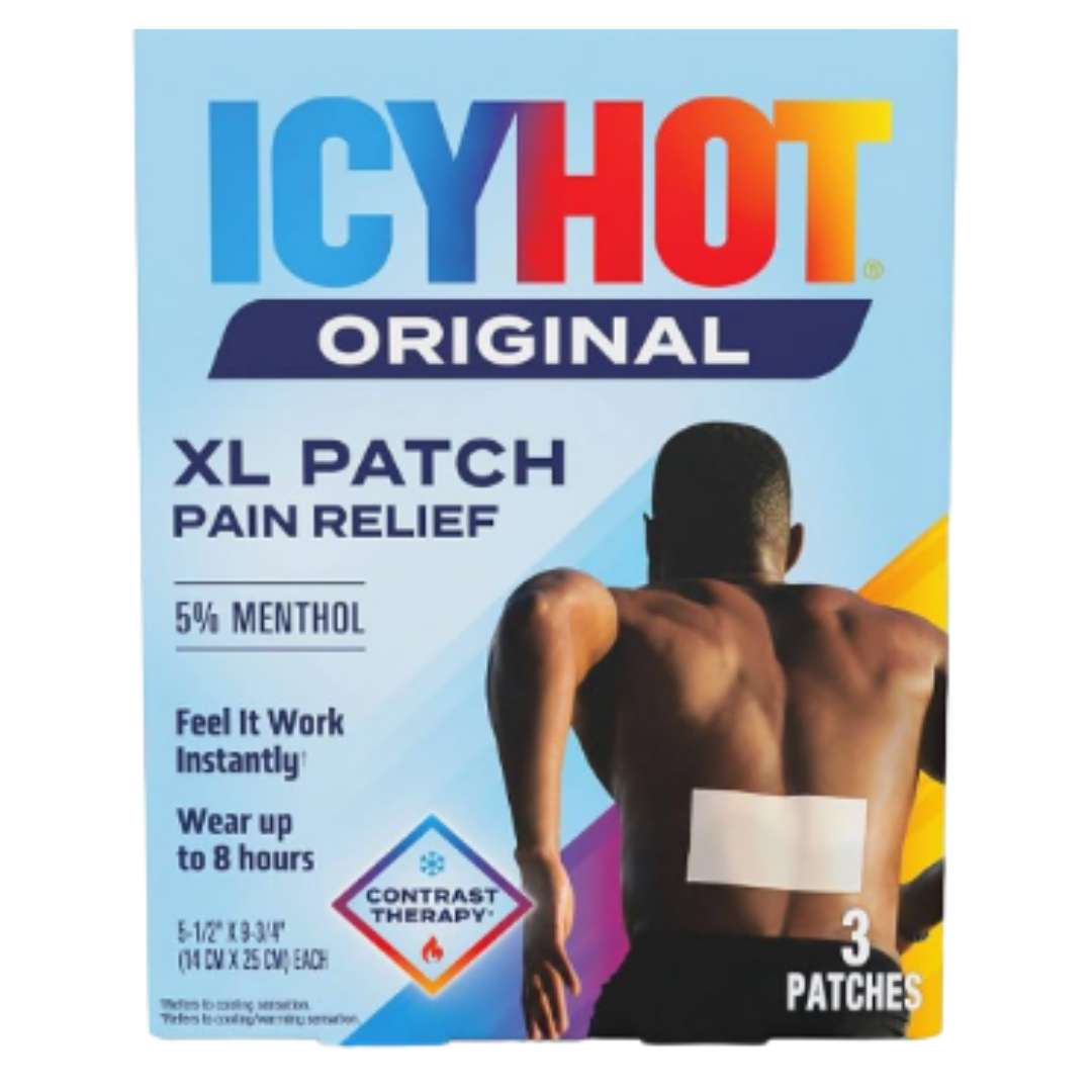 Parches extra grandes Icy Hot XL para dolor de espalda intenso 3 unidades