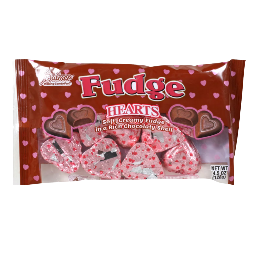 Bolsa de corazones rellenos de fudge R.M. Palmer 4.5oz San Valentín.