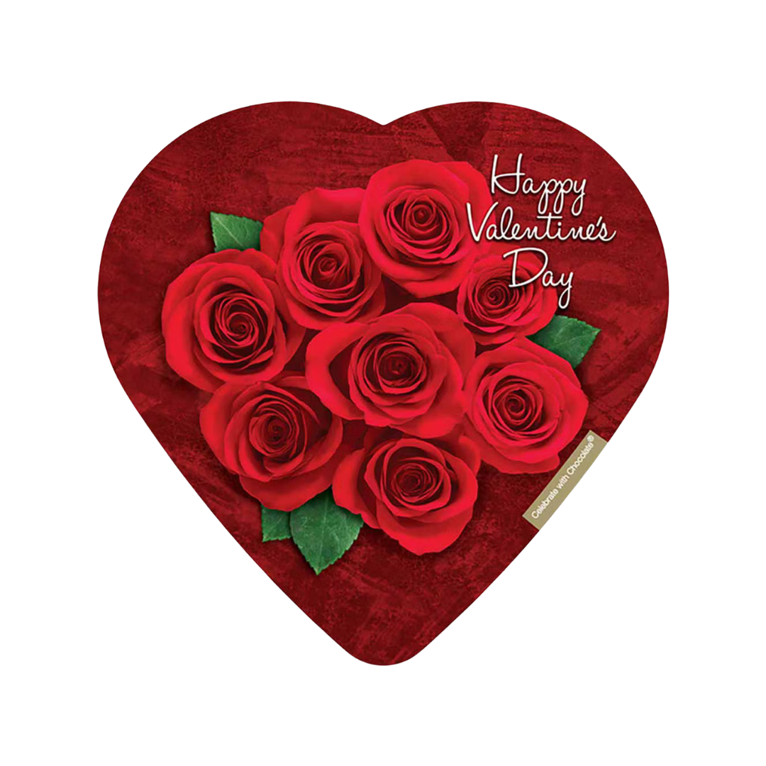 Caja de corazón con rosas y corazón de brillantina Celebrate with Chocolate.