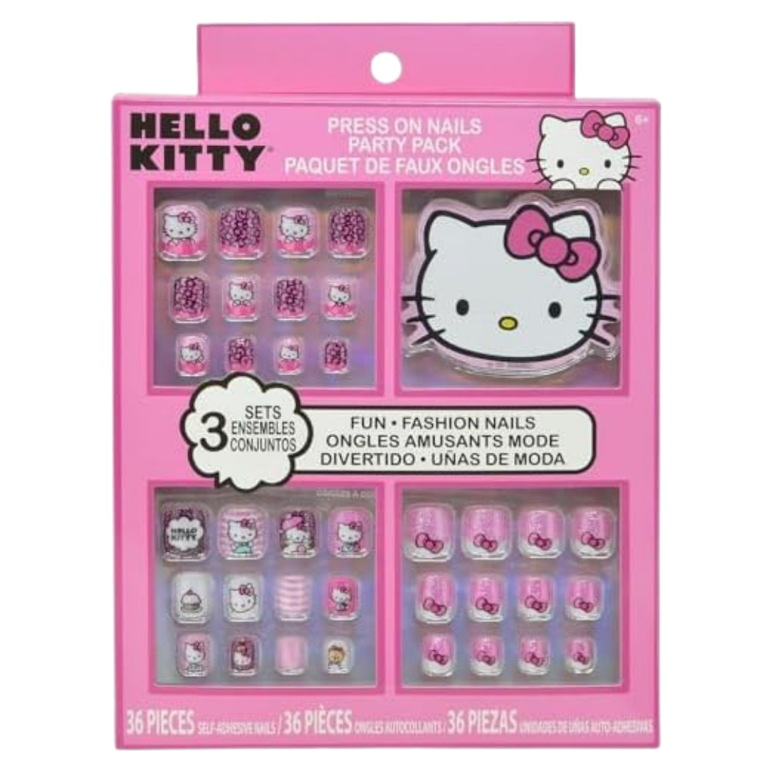 Hello Kitty Press-On Nails Party Pack set de uñas postizas para niñas 36 piezas
