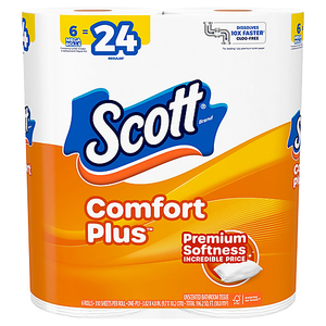 Scott ComfortPlus Toilet Paper, 6 Mega Rolls, 310 Sheets per Roll, Septic-Safe, 1-Ply Toilet Tissue